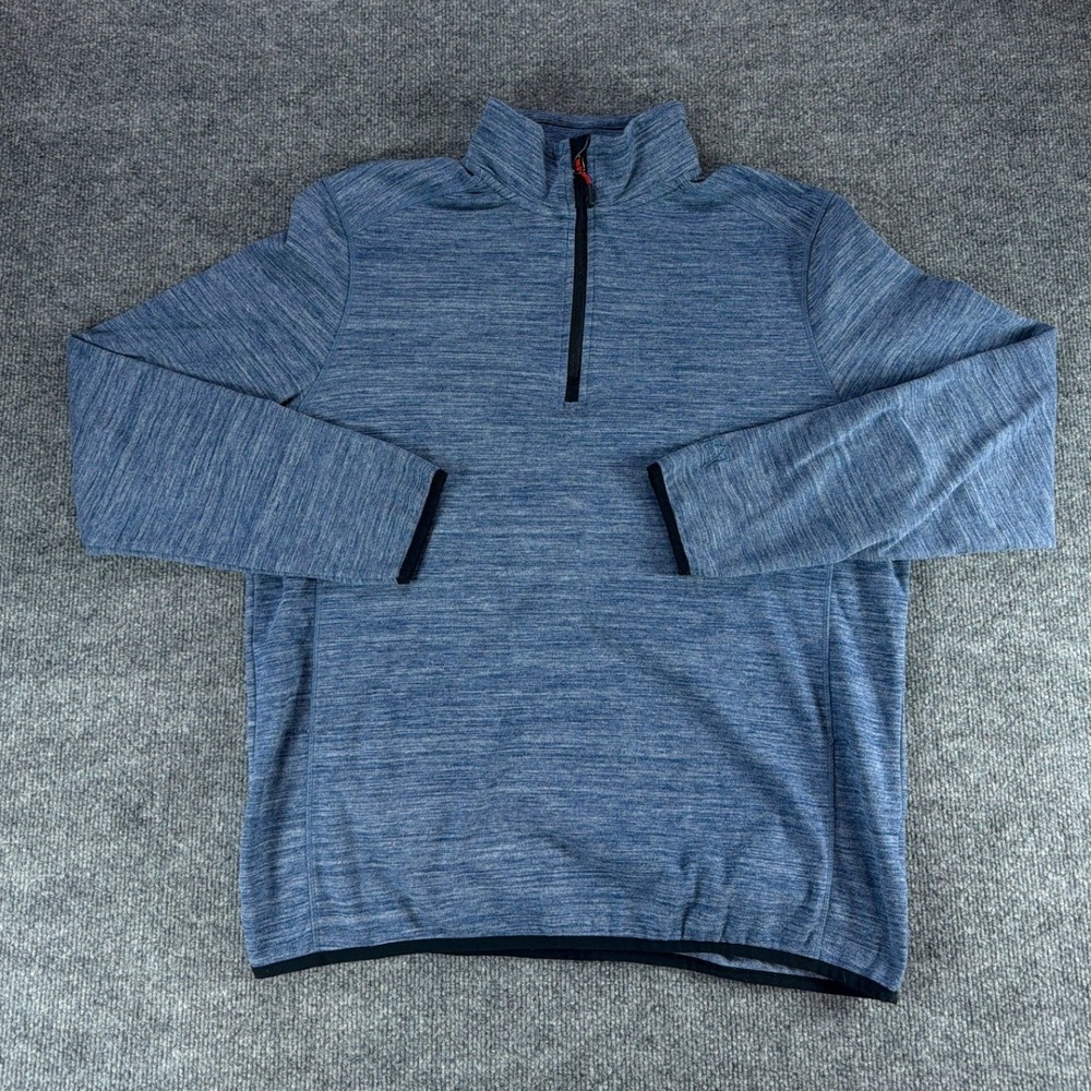 Avalanche Mens Blue Space Dye Quarter Zip Pullover Fleece Shirt Med Athleisure